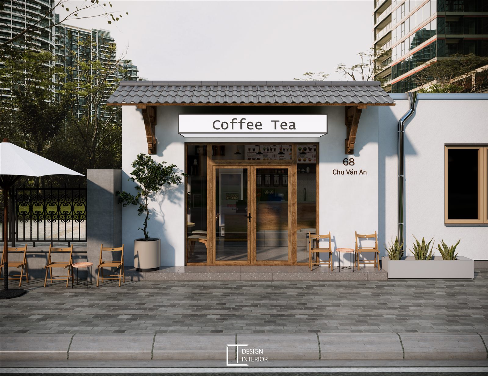 Coffee Tea 68 Chu Văn An - phối cảnh 3D